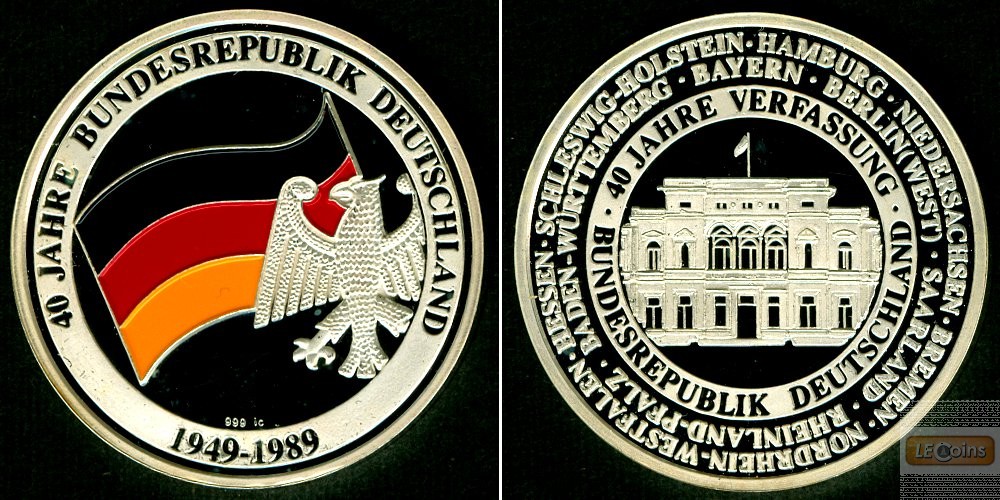 Medaille DEUTSCHLAND 40 Jahre BRD 1989 SILBER  PP