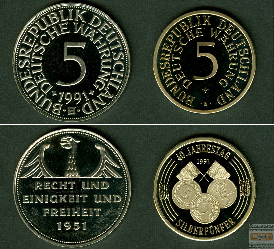 Lot: DEUTSCHLAND 2x Medaille  40 Jahre Deutsche Währung 1991  PP