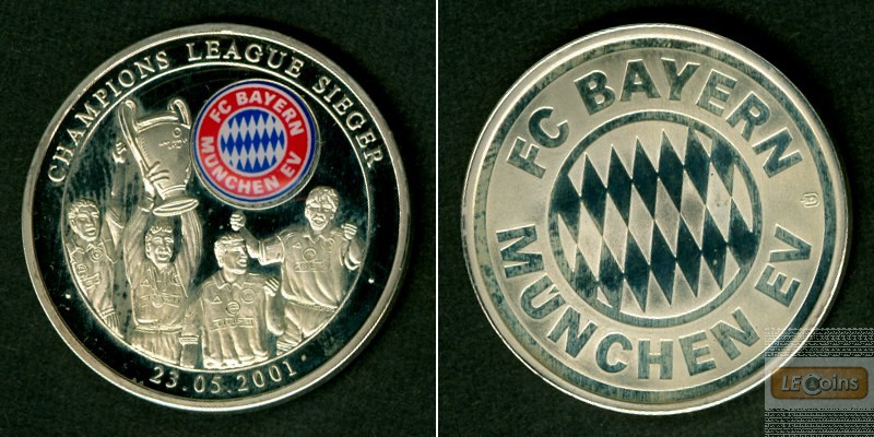 Medaille FUSSBALL Farblogo FC BAYERN MÜNCHEN CL 2001  f.st (PP)