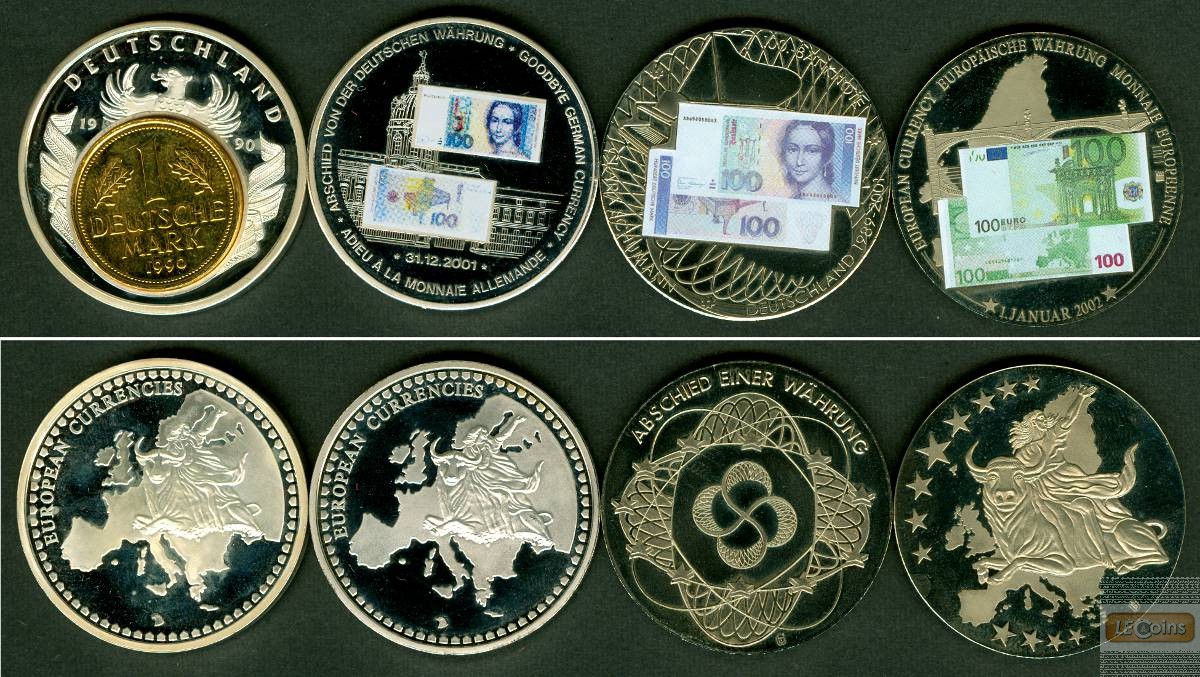 Lot: DEUTSCHLAND 4x Medaille  Abschied Deutsche Währung 2001  ST