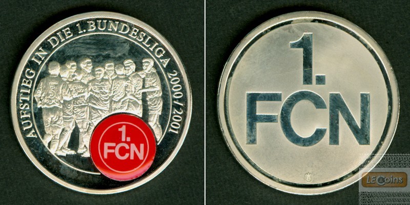 Medaille FUSSBALL Farblogo 1. FCN Aufstieg 2001  f.st