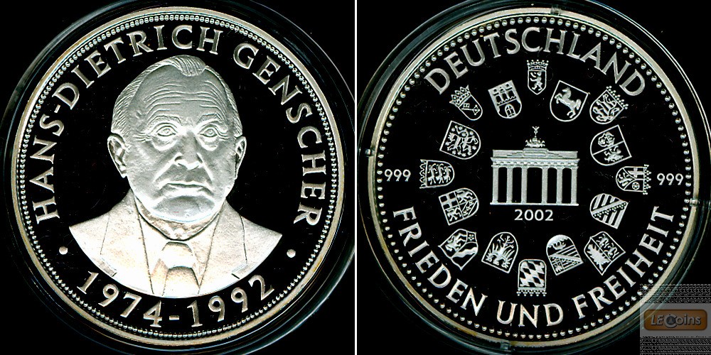 Medaille DEUTSCHLAND Genscher 2002  SILBER  PP