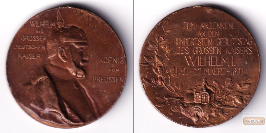 Medaille DEUTSCHES REICH Kaiser WILHELM I.  1897  vz