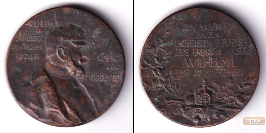 Medaille DEUTSCHES REICH Kaiser WILHELM I.  1897  ss-vz