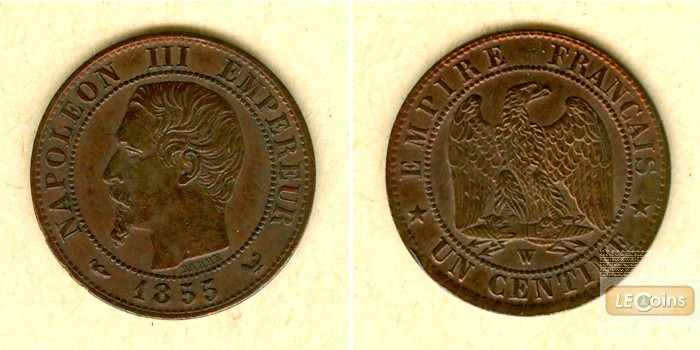 FRANKREICH 1 Centime 1855 W  ss-vz  selten