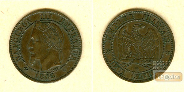 FRANKREICH 2 Centimes 1862 BB  ss-vz