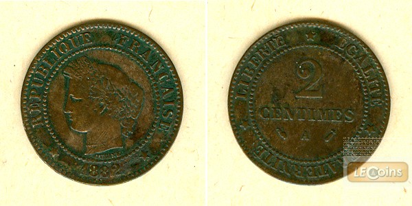 FRANKREICH 2 Centimes 1882 A  ss