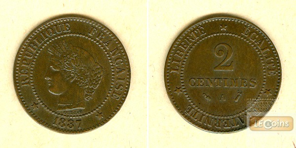 FRANKREICH 2 Centimes 1887 A  f.vz