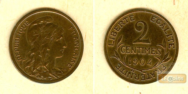 FRANKREICH 2 Centimes 1904  ss-vz