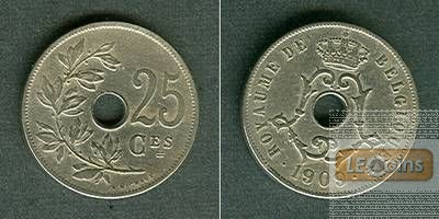 BELGIEN 25 Centimes 1909  ss  seltener