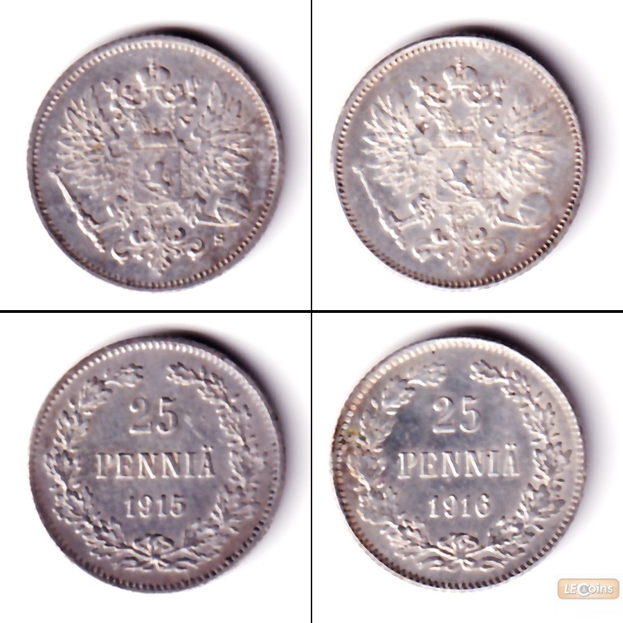 Lot: FINNLAND / Russland 2x 25 Penniä  vz(+)  [1915-1916]