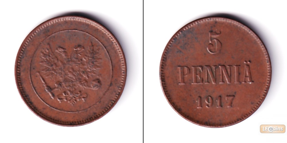 FINNLAND / Russland 5 Penniä 1917  vz