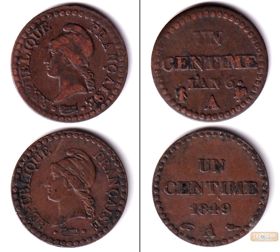 Lot: FRANKREICH 2x Centimes  ss  [1797-1849]
