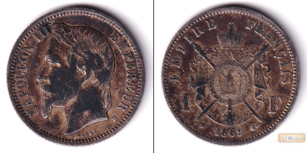 FRANKREICH 1 Franc 1869 BB  ss+  selten!