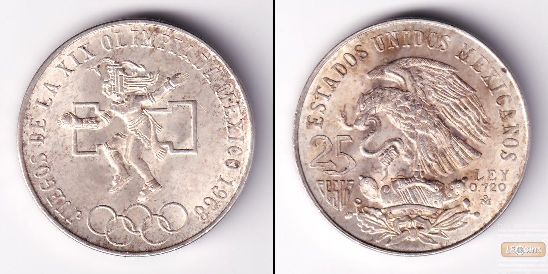 MEXICO 25 Pesos 1968 SILBER  vz