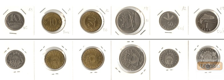Lot:  LETTLAND 6x Münzen 10 Santimu - 1 Lats  [1922-1992]