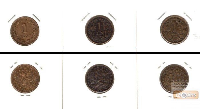 Lot:  NIEDERLANDE  3x Münzen 1 Cent  [1878-1919]
