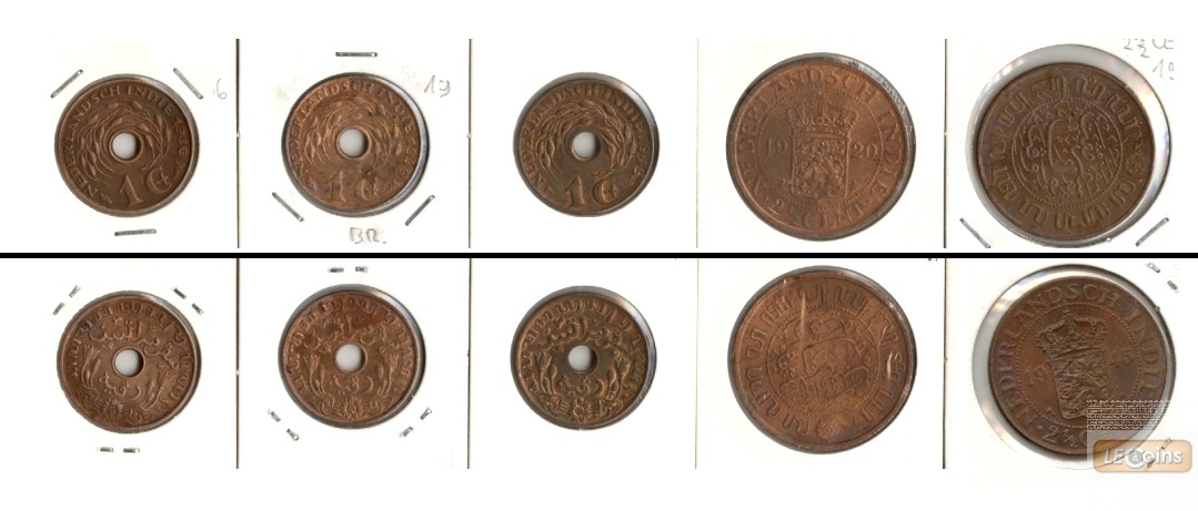 Lot:  NIEDERLANDE INDIEN  5x Münzen  [1920-1945]