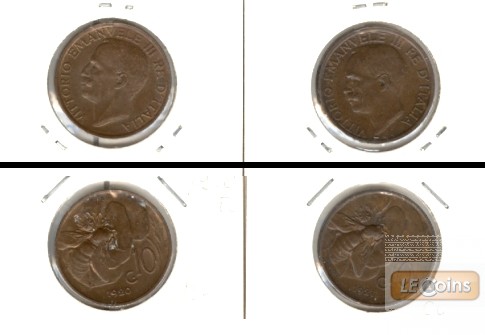 Lot:  ITALIEN 2x Münzen 10 Centesimi  [1920-1921]