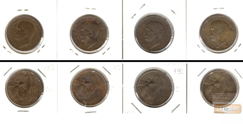 Lot:  ITALIEN 4x Münzen 10 Centesimi  [1922-1935]
