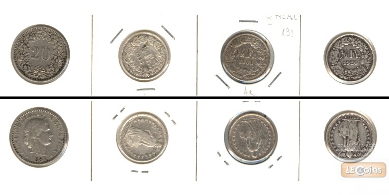 Lot:  SCHWEIZ 4x Münzen  20 Rappen + 1/2 Fr.  [1881-1920]
