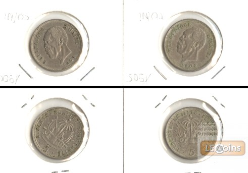 Lot:  HAITI 2x Münzen  5 Centimes  [1904-1905]