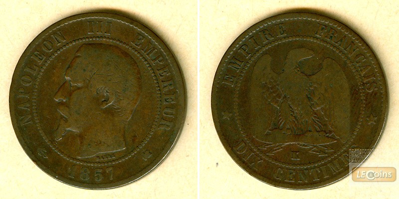 FRANKREICH 10 Centimes 1857 K  s  selten!