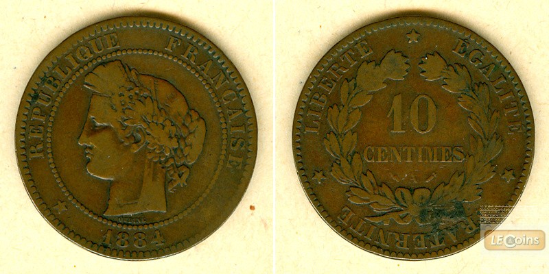 FRANKREICH 10 Centimes 1884 A  s-ss