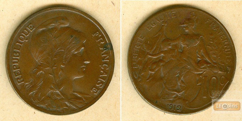 FRANKREICH 10 Centimes 1912  ss+