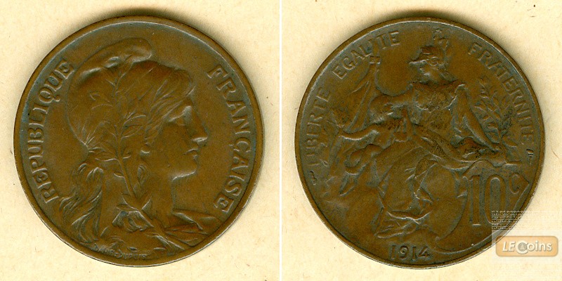 FRANKREICH 10 Centimes 1914  f.vz
