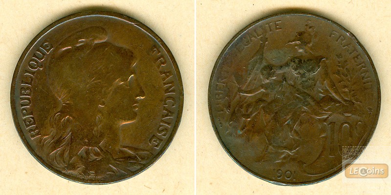 FRANKREICH 10 Centimes 1901  s+