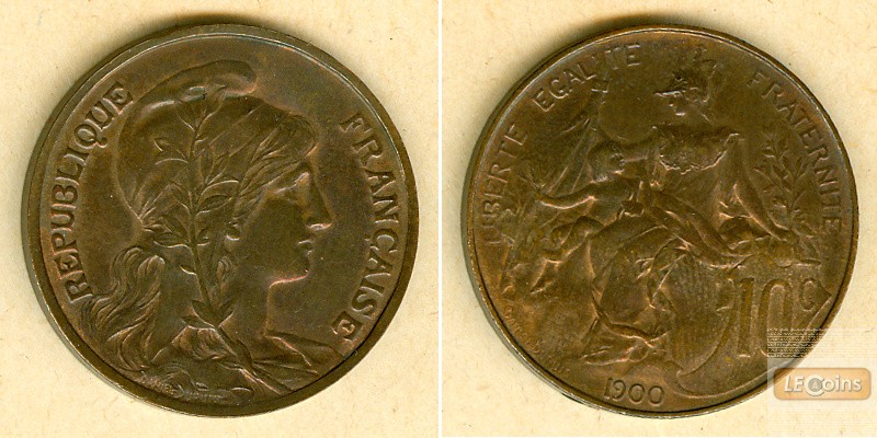 FRANKREICH 10 Centimes 1900  f.vz