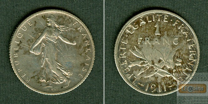 FRANKREICH 1 Franc 1911  ss+