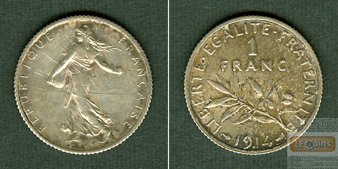 FRANKREICH 1 Franc 1914  vz-st