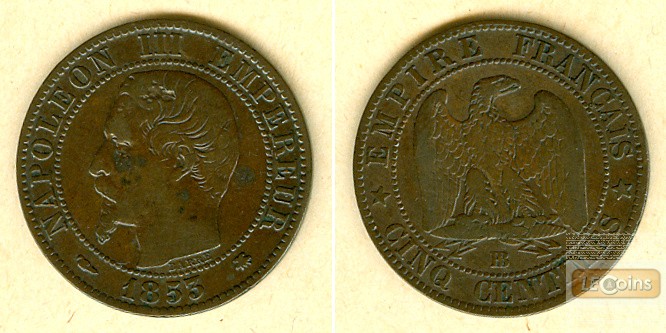 FRANKREICH 5 Centimes 1853 BB  ss