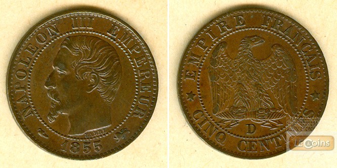 FRANKREICH 5 Centimes 1855 D  f.vz  selten
