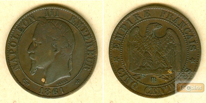 FRANKREICH 5 Centimes 1861 BB  ss