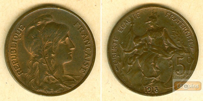 FRANKREICH 5 Centimes 1913  vz