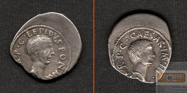 Marcus Aemilius LEPIDUS + OCTAVIAN  Denar  vz  RAR!  [42 v.Chr.]