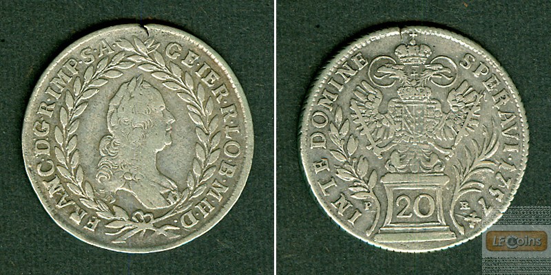 Österreich RDR 20 Kreuzer 1757 PR (Prag)  ss