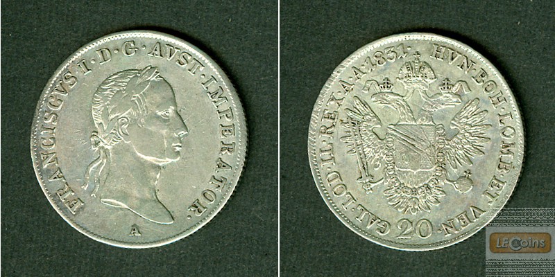 Österreich Ungarn Kaiserreich 20 Kreuzer 1831 A  ss-vz