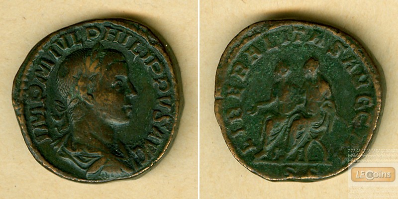 M. Julius Severus PHILIPPUS II. Filius  Sesterz  ss+  selten  [247]
