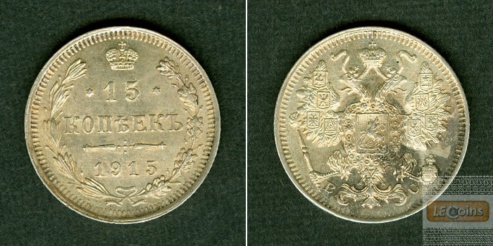 Russland 15 Kopeken 1915  f.st