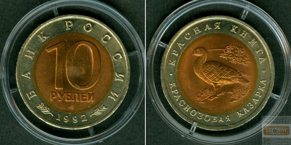 Russland / GUS  10 Rubel 1992 Rothalsgans  vz+