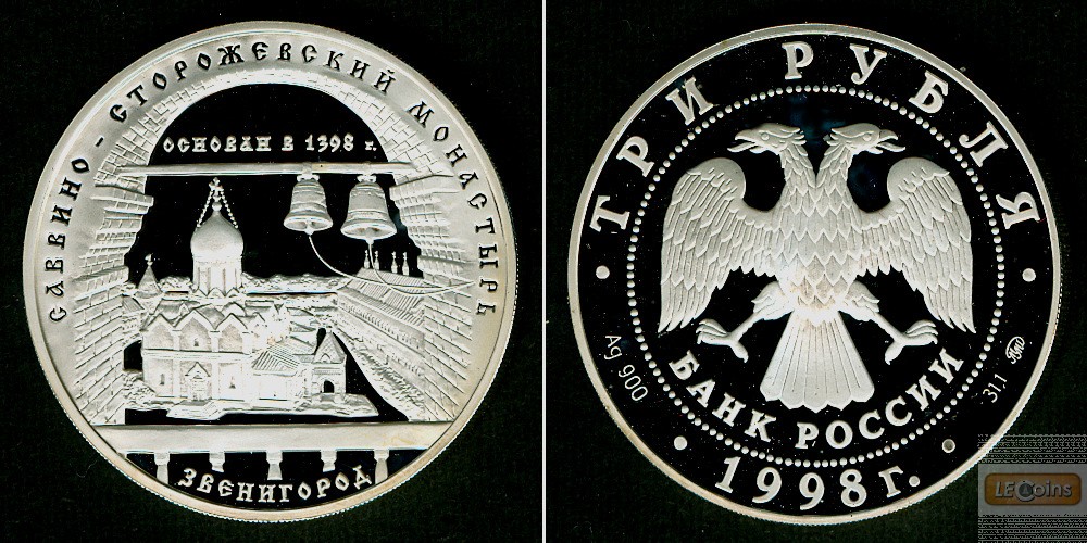 Russland / GUS  3 Rubel 1998 Sawino-Storozhevsky  SILBER  PP  selten!