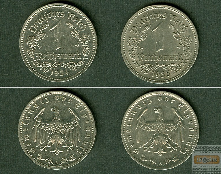 Lot:  DEUTSCHES REICH  2x 1 Reichsmark (J.354)  vz  [1934-1935]