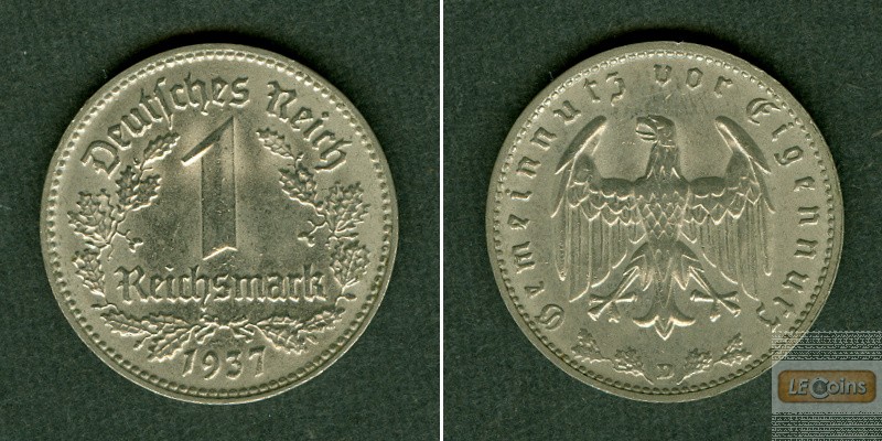 DEUTSCHES REICH 1 Reichsmark 1937 D (J.354)  vz