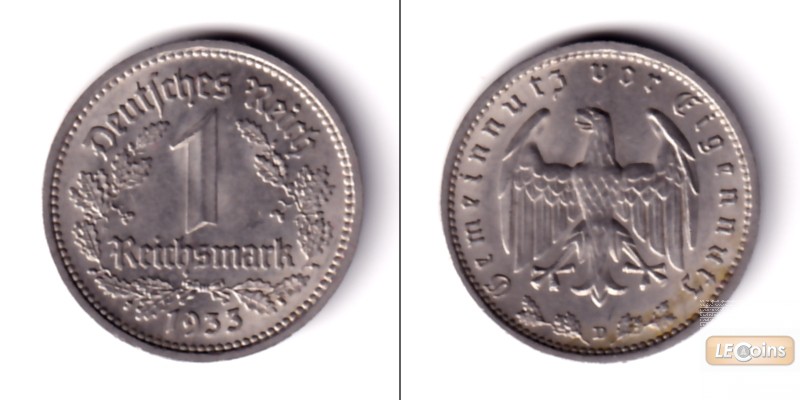 DEUTSCHES REICH 1 Reichsmark 1933 D (J.354)  vz