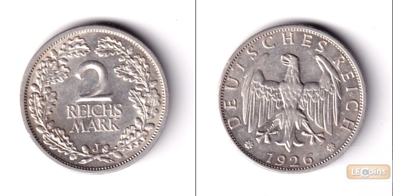 DEUTSCHES REICH 2 Reichsmark 1926 J  (J.320)  f.vz