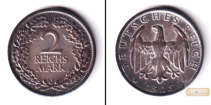 DEUTSCHES REICH 2 Reichsmark 1925 J  (J.320)  ss-vz/ss